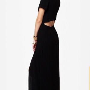 NWT Black Maxi Chiffon Cocktail Dress